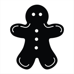 Simple Gingerbread Man Illustration with Buttons and Frosting Detail on White