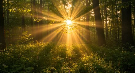 Sunlight through forest canopy