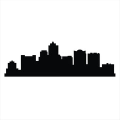 Obraz premium Silhouette of a modern urban cityscape on a white background image