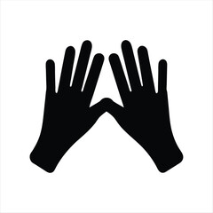 Silhouette of Two Hands Facing Upwards with Fingers Spread and Touching