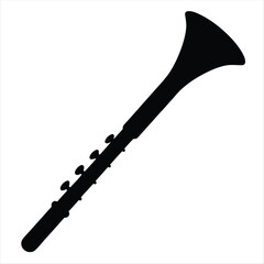 Black clarinet silhouette showcasing a musical instrument in a minimalist design