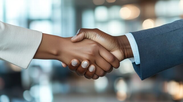 Diverse Business Professionals Concluding Agreement with Handshake Symbolizing Partnership Success Collaboration Closing the Deal in Modern Office Environment