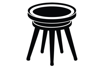 Black ThreeLegged Stool with Round Seat and Two Raised Circular Rings Illustration