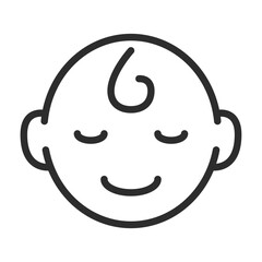 Smiling Baby Face Line Icon: Happy Infant, Newborn Joy, Child Care, Kids Development Symbol. Editable Vector.