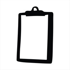 Simple black and white sketch of a blank clipboard icon design