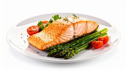 salmon steak with vegetables