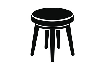 Minimalist Black Stool Modern Round Seat with Angled Legs Design Illustration