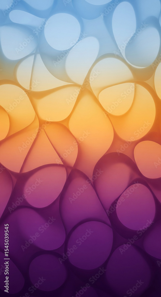 Poster Abstract image with blue, orange, and purple gradient organic shapes creating a smooth, flowing texture, showcasing a modern, elegant design suitable for various applications