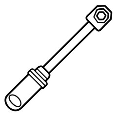 Mechanical Wrench Tool Line Art Illustration