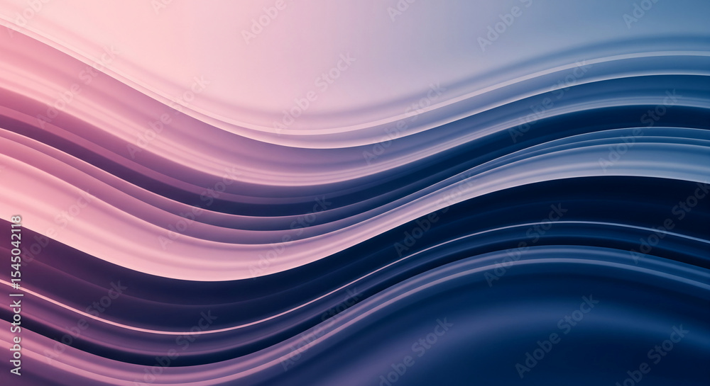 Poster Abstract image of flowing pink and blue curves, creating a smooth, elegant design suitable for website backgrounds or presentations, symbolizing fluidity and movement