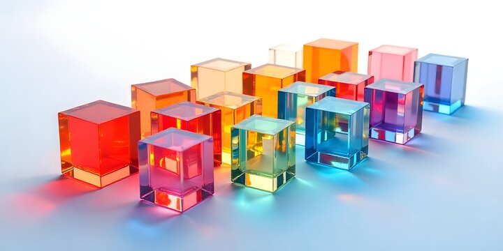 Abstract rainbow glass cubes composition high resolution photo