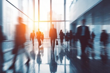 Modern Office Space With Professionals in Motion During a Busy Workday