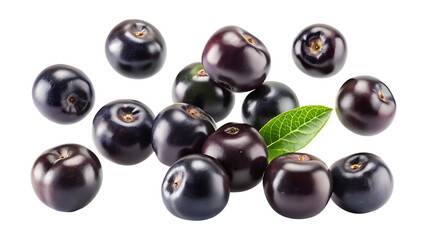 A vibrant display of acai berries against a crisp, clean white background