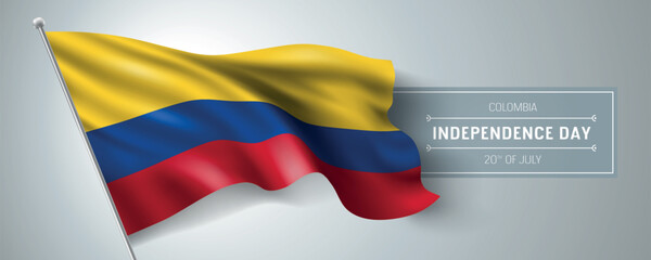 Colombia happy independence day greeting card, banner vector illustration
