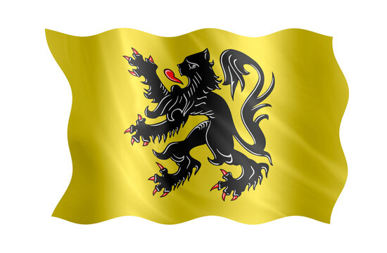 Digital composite. ..Flag of Flanders, aka Vlaamse Leeuw (Flemish Lion) or leeuwenvlag (Lion flag) ..Vlaamse Gemeenschap, Vlaams Gewest, Vlaanderen, vlag, ..PNG file.