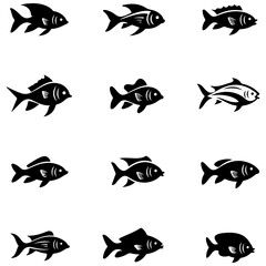 A curated set of bony fish, silhouettes designed for accurate scientific and educational illustration projects