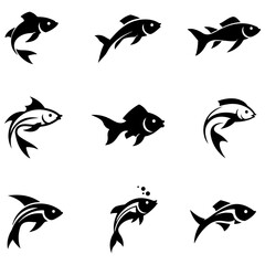 Set of ichthyology design elements, this detailed vector collection showcases various fish anatomy silhouettes