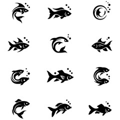 A specialized vector collection of estuarine fish silhouettes, perfect for projects focused on unique brackish water aquatic habitats