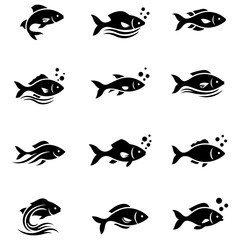 Obraz premium Set of beautiful coral reef fish silhouettes is absolutely perfect for any tropical aquatic or marine themed design project