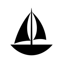 Simple sailing boat icon logo design for marine sports and ocean adventure branding