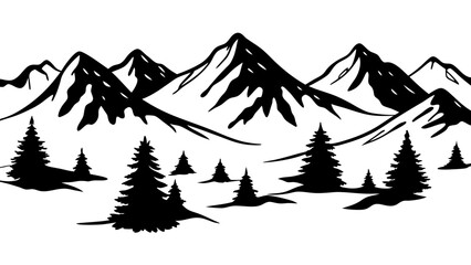 Fototapeta premium mountains silhouettes on tranparent background