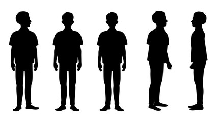 Group of silhouettes people isolated transparent background