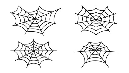 Spiderweb varieties set. Black mesh patterns with halloween party ornament.