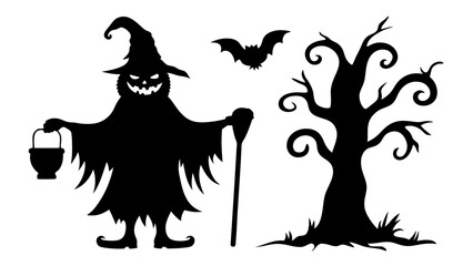 Silhouettes ghost monster character halloween