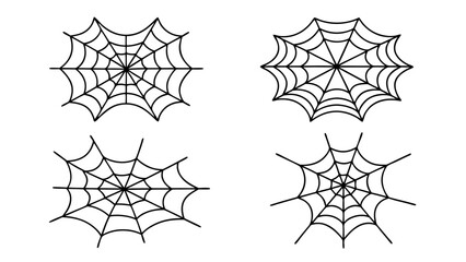Spiderweb varieties set. Black mesh patterns with halloween party ornament.