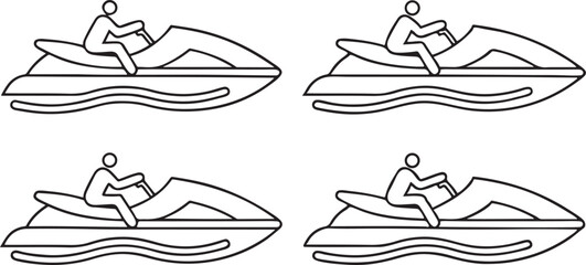 Jet Ski Rider Silhouette in Black and White Minimal Style for Speed Sports and Summer Adventure Designs