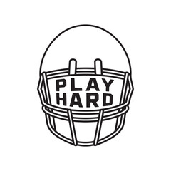 American football helmet vector with “Play Hard” quote inside design