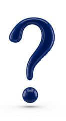 Naklejka premium Dark-blue question mark, 3D-rendered, glossy surface, isolated on white background, symbolizes inquiry, uncertainty, question, problem-solving