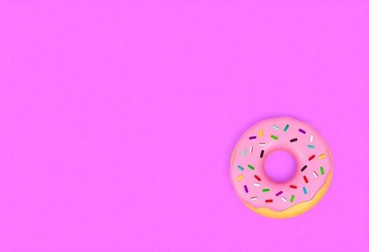 Pastel pink donut chart with colorful sprinkles on purple background, playfully illustrating data segments,  sweet,  marketing