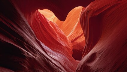 Obraz premium Heart of Stone: A breathtaking display of geological artistry, where natural light etches a heart shape into the textured sandstone walls of a stunning canyon, celebrating the raw beauty of the earth.
