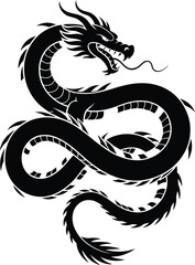 Dragon tattoo isolated on white background. Tattoo design. Vector illustration.