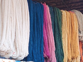 Colorful cotton strings. Cotton thread.