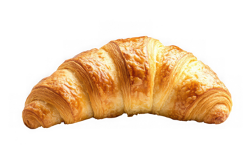 Delicious golden brown croissant pastry bakery item food breakfast snack baked good freshly made isolated on transparent background