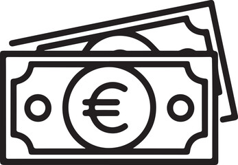 Euro banknotes stack icon illustration