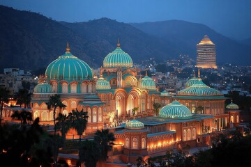 Fototapeta premium Illuminated Architectural Complex At Night