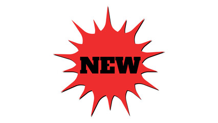 NEW red sticker, red promo tags, sale stickers emblem, NEW sales promotion bubble, announce bubble, NEW label and NEW sticker on white background, speech bubble, red starburst sticker for promotions