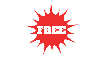 Red starburst shape, promotional icon, red star sticker with the inscription FREE, stickers burst star, sale price tag, red round discount icon, wavy edge promo red badges, sunburst promotion tag