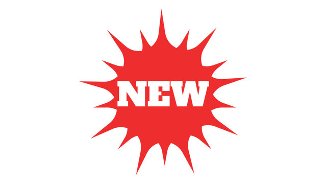 Sale or discount sticker, NEW shopping labels, red star icon with the inscription NEW, special offer price tag, wavy edge circle sticker for price, stickers burst star, NEW sales promotion bubble