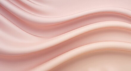 A close-up shot of a draped, light pink fabric with flowing, wavy folds and subtle shading.