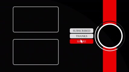YouTube End Screen Template with Subscribe Button, Video Boxes, and Red Accent.Alpha Chanel Video - Powered by Adobe