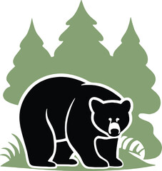 Bear sniffing the ground in a forest background. A great fit for wildlife documentaries, nature conservation projects, or outdoor adventure designs.