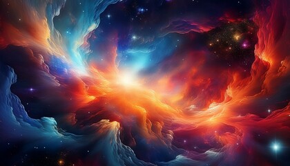fiery celestial nebula with brilliant colors