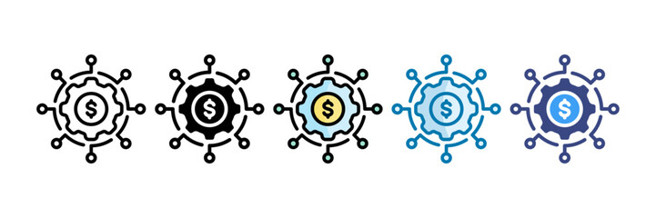 Business Model Icon Set Multiple Style Collection