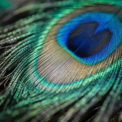 Fototapeta premium peacock feather closeup