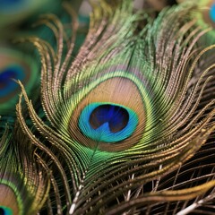 Obraz premium peacock feather closeup