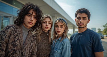 Obraz premium Realistic City Portrait Featuring Young Adults in Modern Urban Lahore